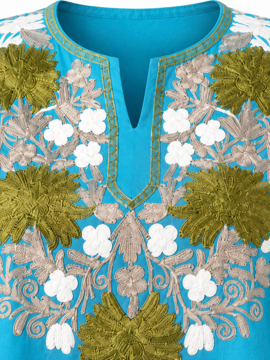 Noor : Aari embroidery summer kurti | Dark Teal